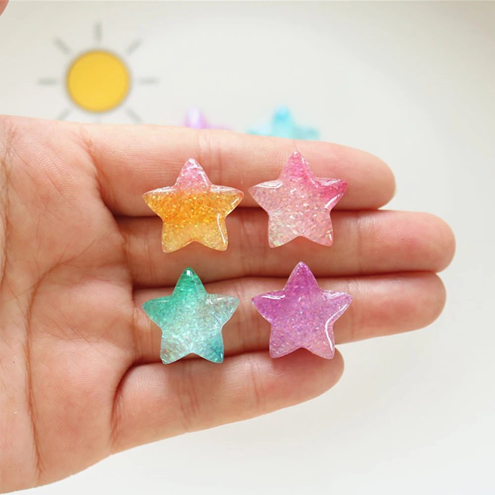 Christmas Craft Embellishment - グラディエントスターシリーズ樹脂カボション、フラットバック、スクラップブッキング、DIY、クラフト、ジュエリー、アクセサリー、10個